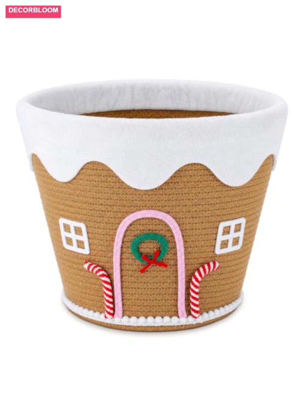 Woven Cotton Rope Christmas Gift Basket Gingerbread Storage Bin